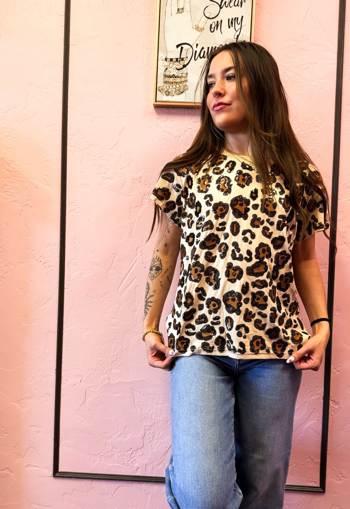 Sequin Leopard Tee