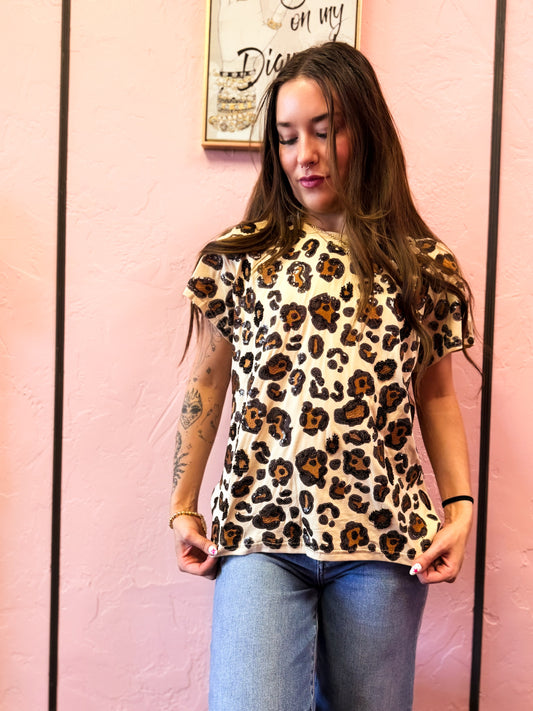 Sequin Leopard Tee