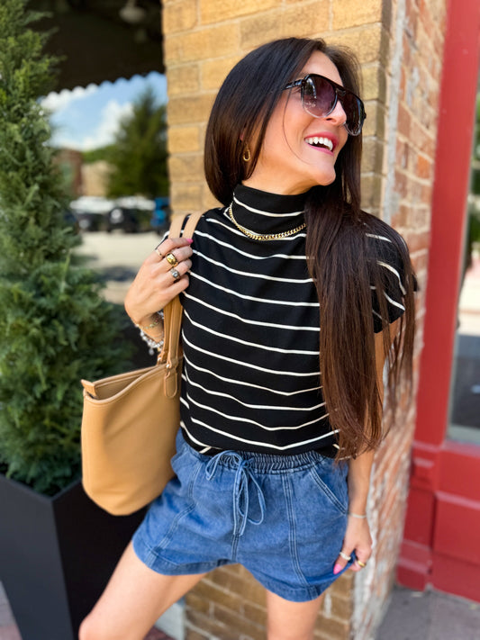 Stripe Mock Neck