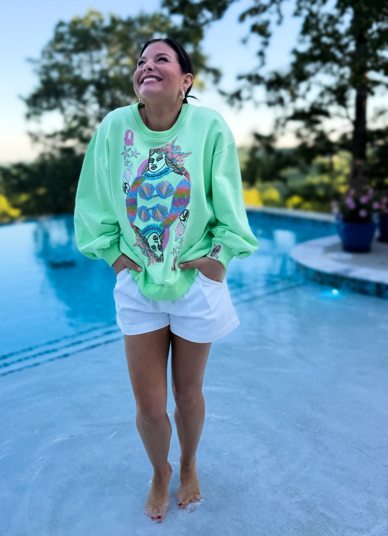Light Green Queen of the Sea Card Logo Sweatshirt