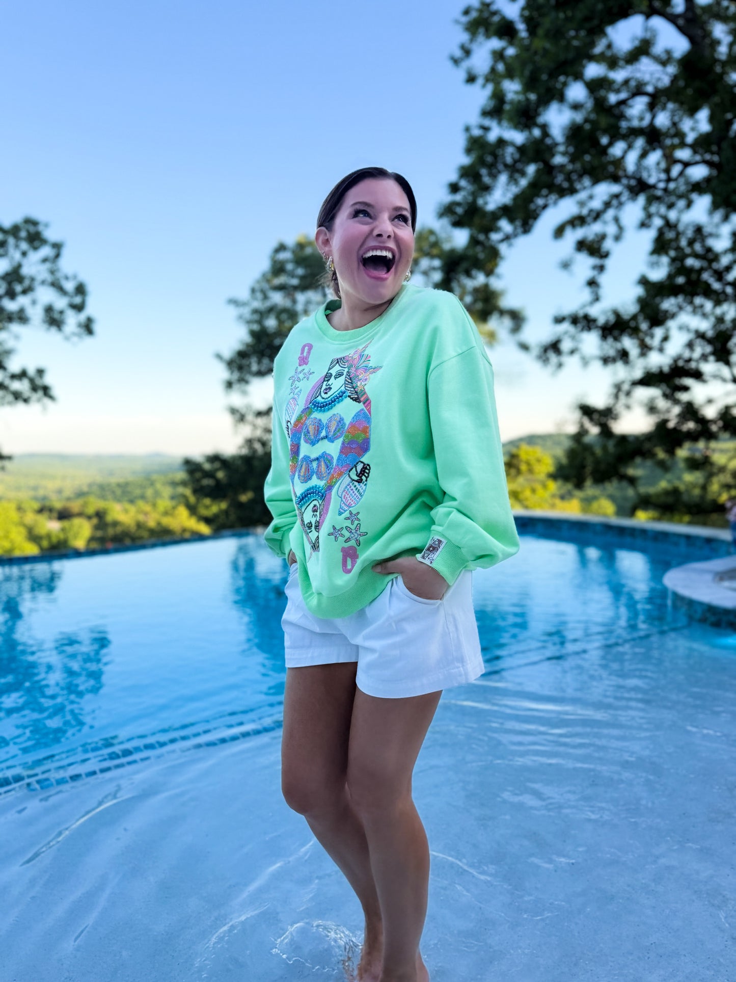 Light Green Queen of the Sea Card Logo Sweatshirt