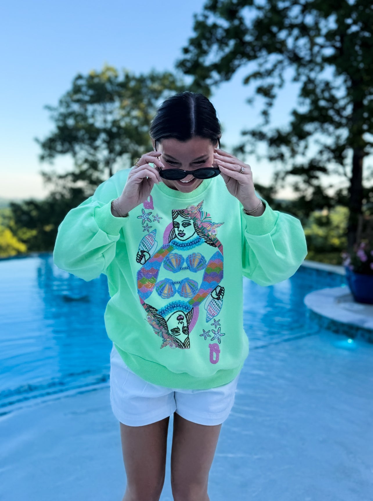 Light Green Queen of the Sea Card Logo Sweatshirt