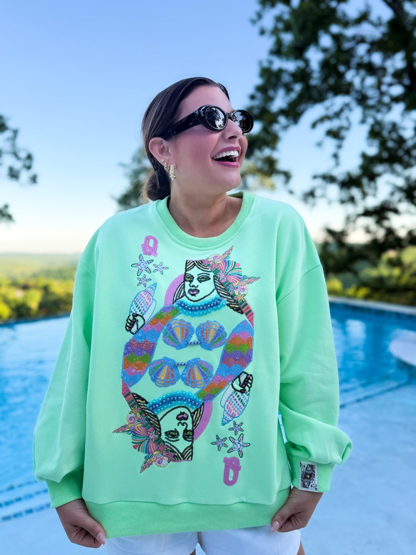 Light Green Queen of the Sea Card Logo Sweatshirt