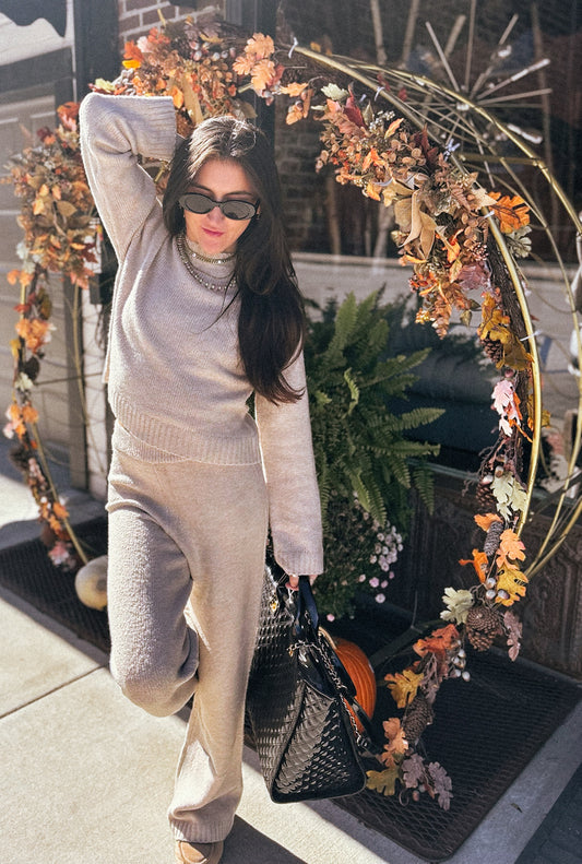 Melange Beige Sweater Set