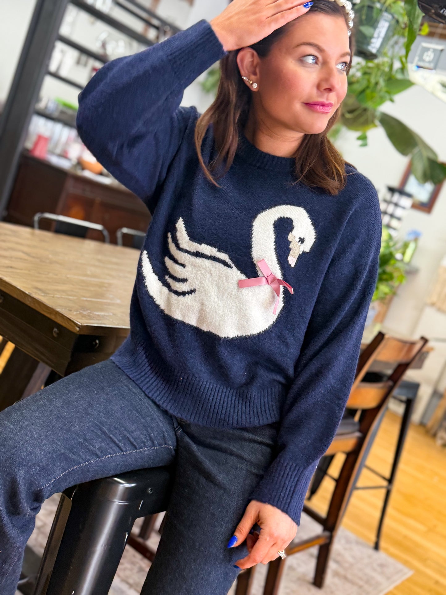 Graceful Swan Knit Sweater