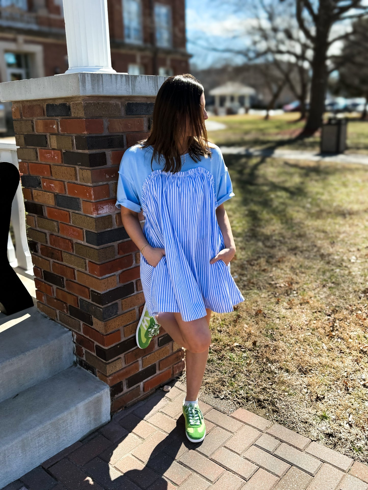 Sweetheart Stripe Short Sleeve Mini Dress