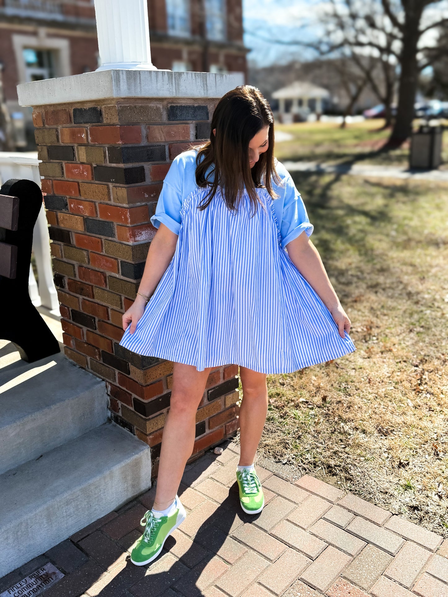 Sweetheart Stripe Short Sleeve Mini Dress