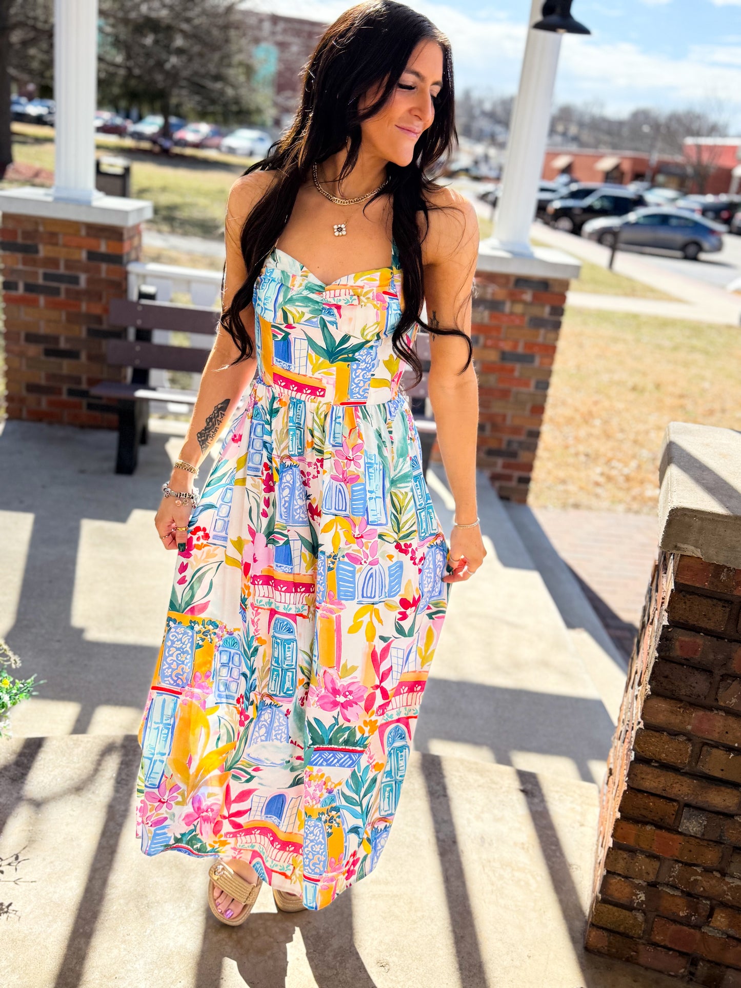 Long Summer Halter Neck Midi Dress