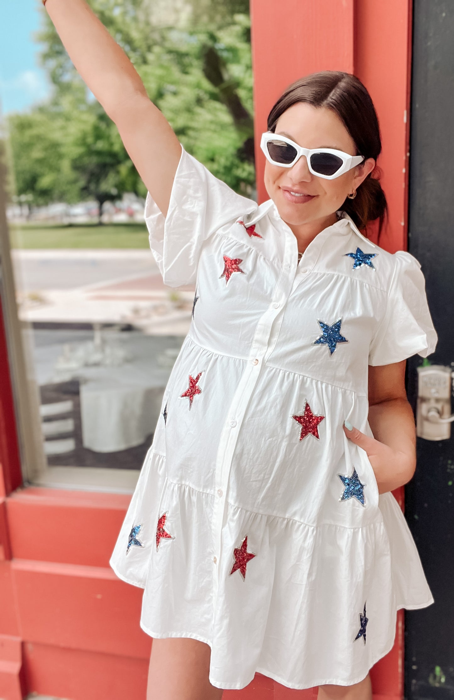 Sequin Star Patch Babydoll Dress