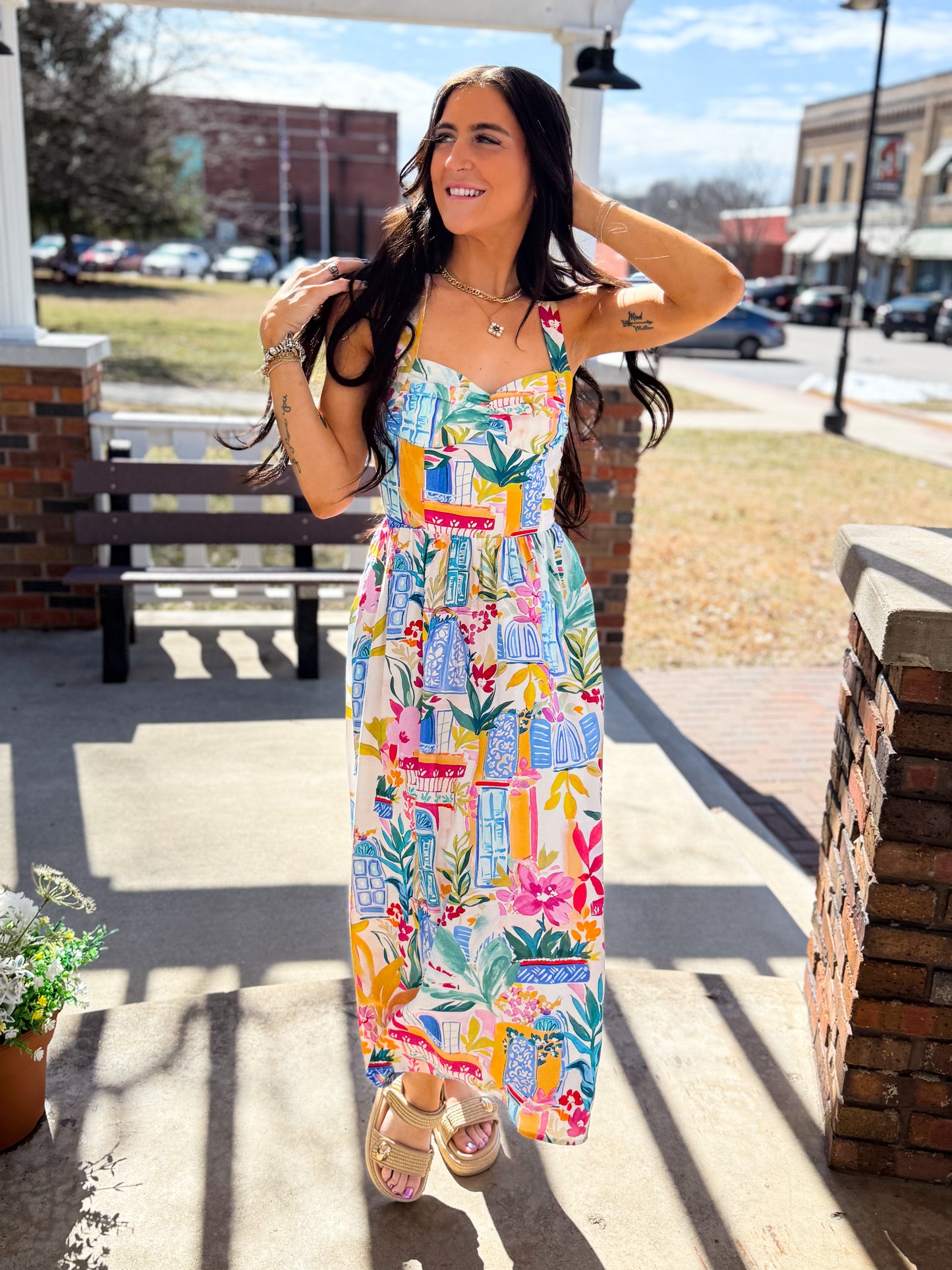 Long Summer Halter Neck Midi Dress