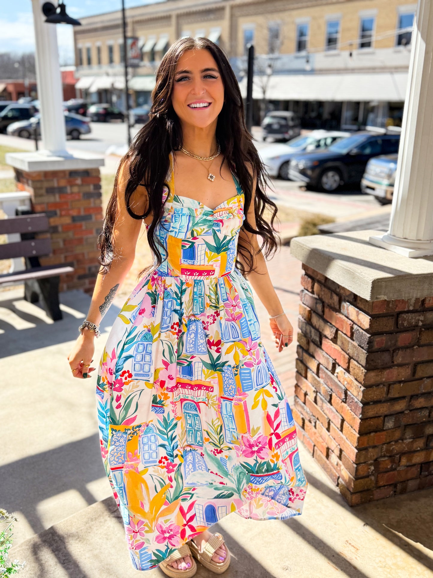 Long Summer Halter Neck Midi Dress