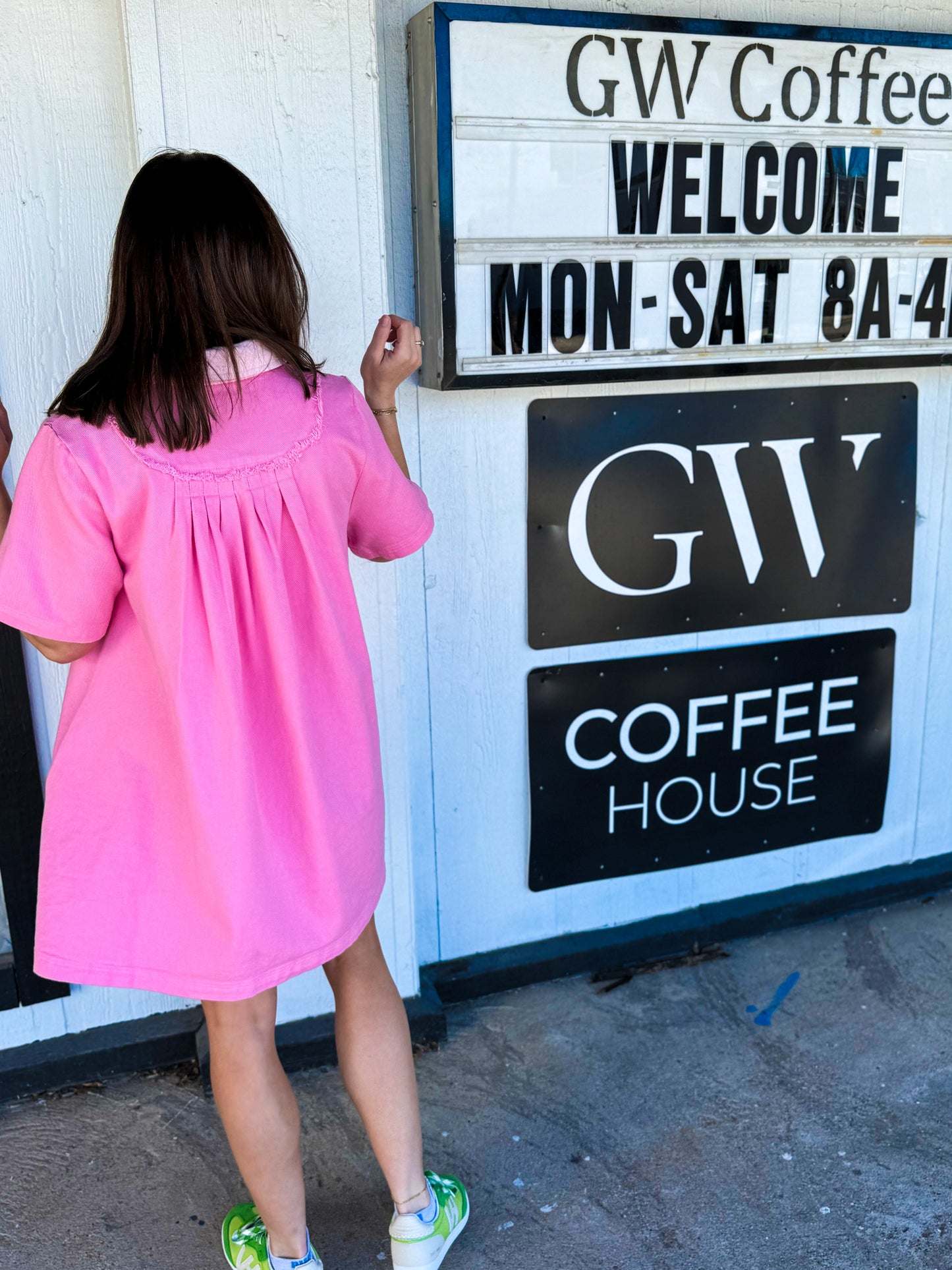 Just Pink Twill Collared Mini Dress