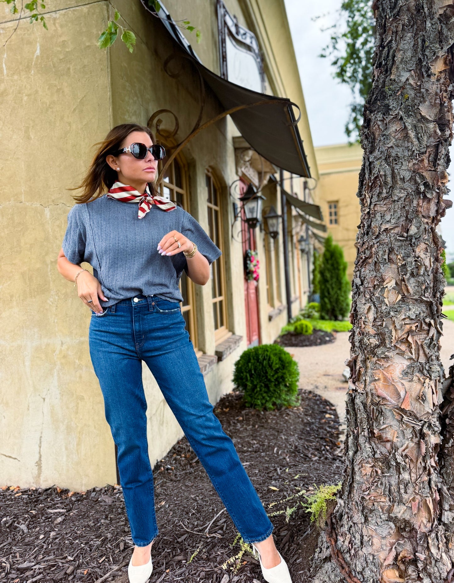Dusty Blue Textured Tee