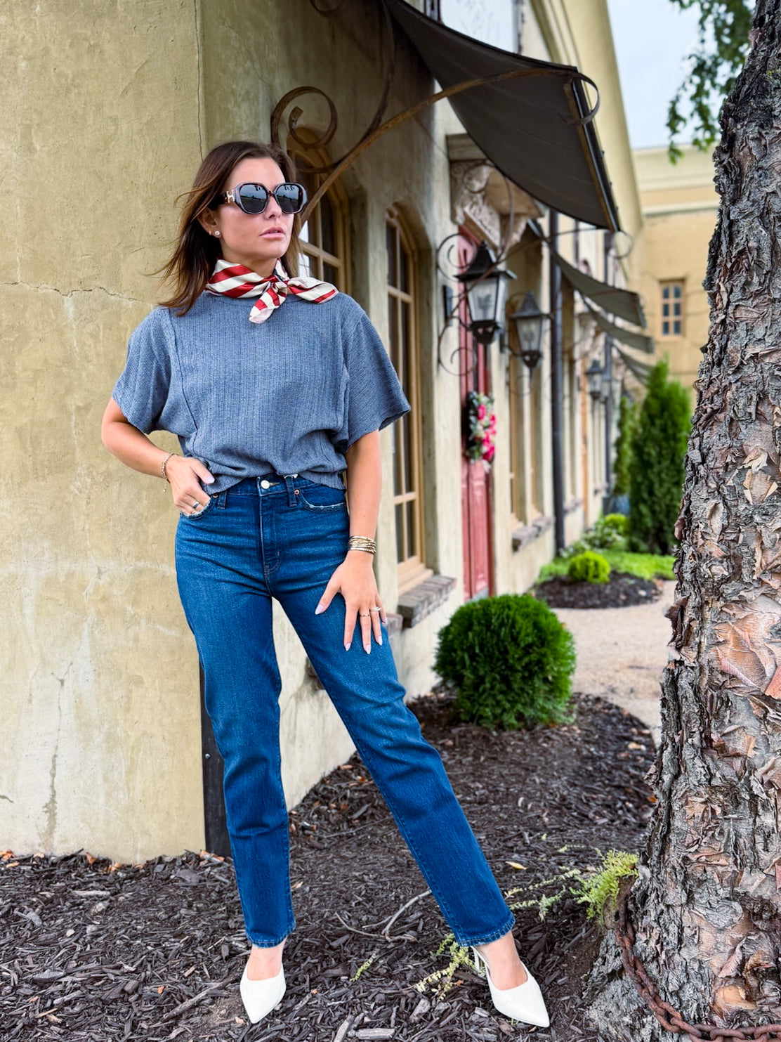 Dusty Blue Textured Tee