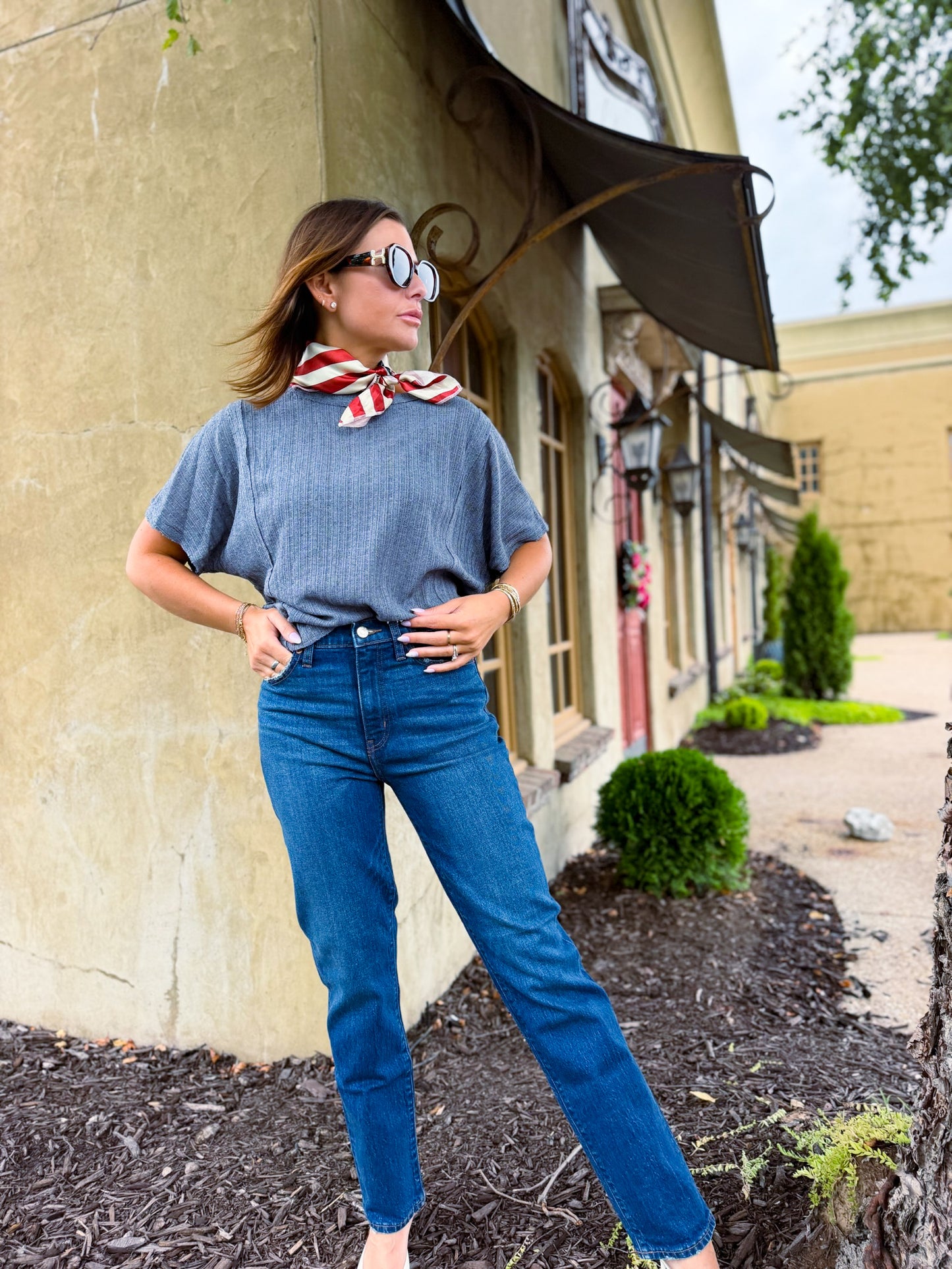 Dusty Blue Textured Tee