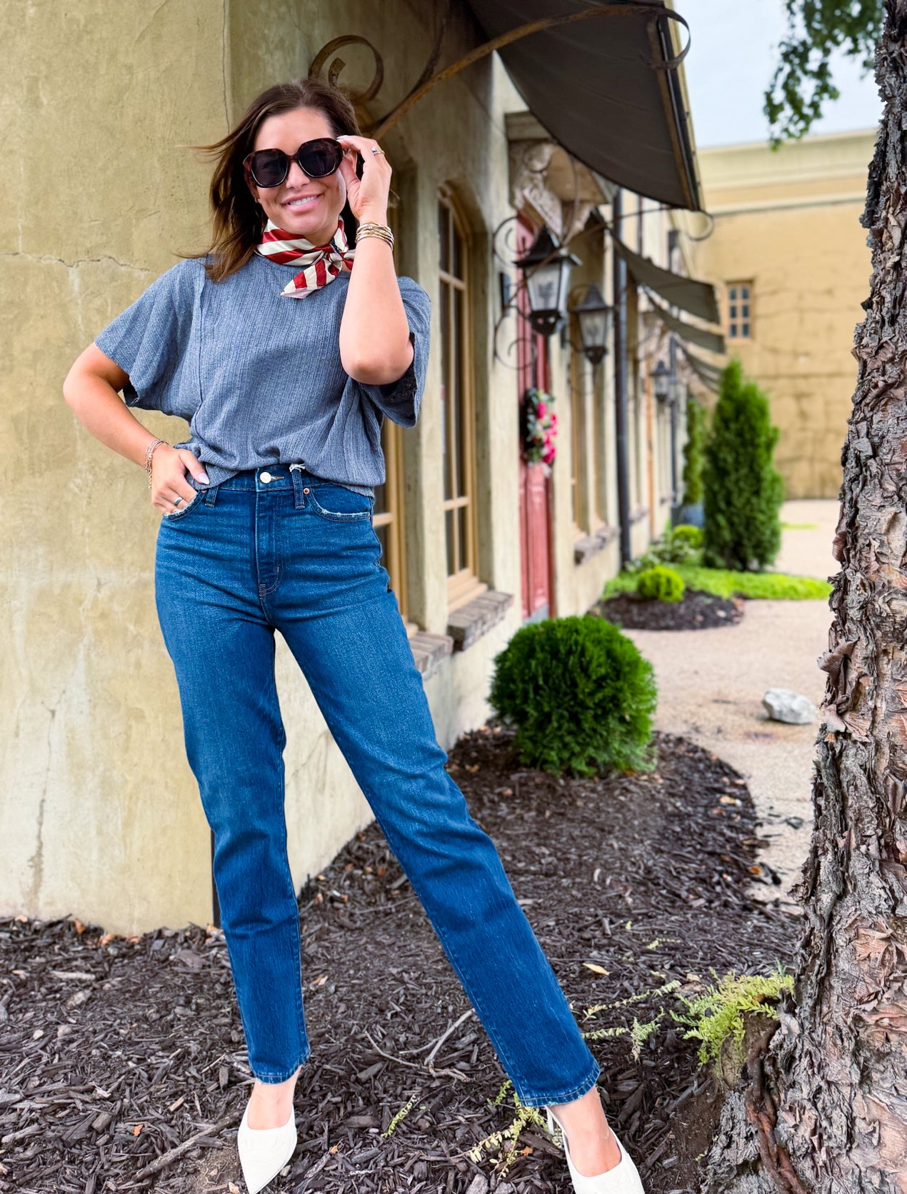 Dusty Blue Textured Tee