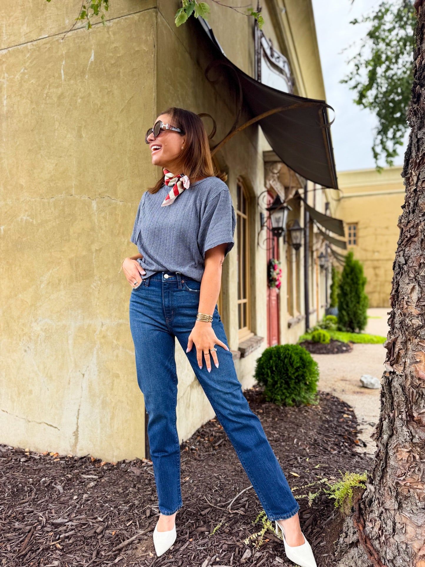 Dusty Blue Textured Tee