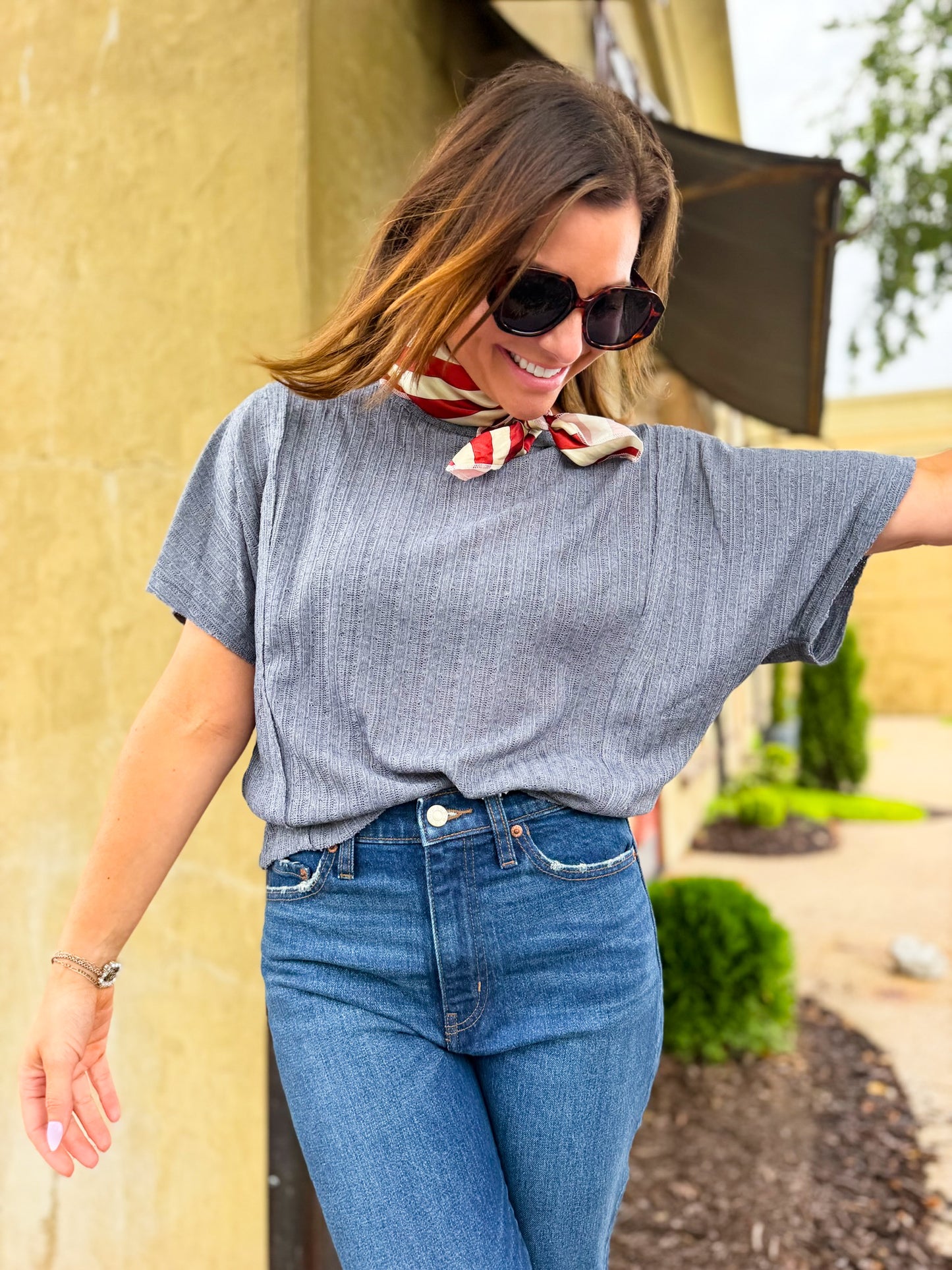 Dusty Blue Textured Tee