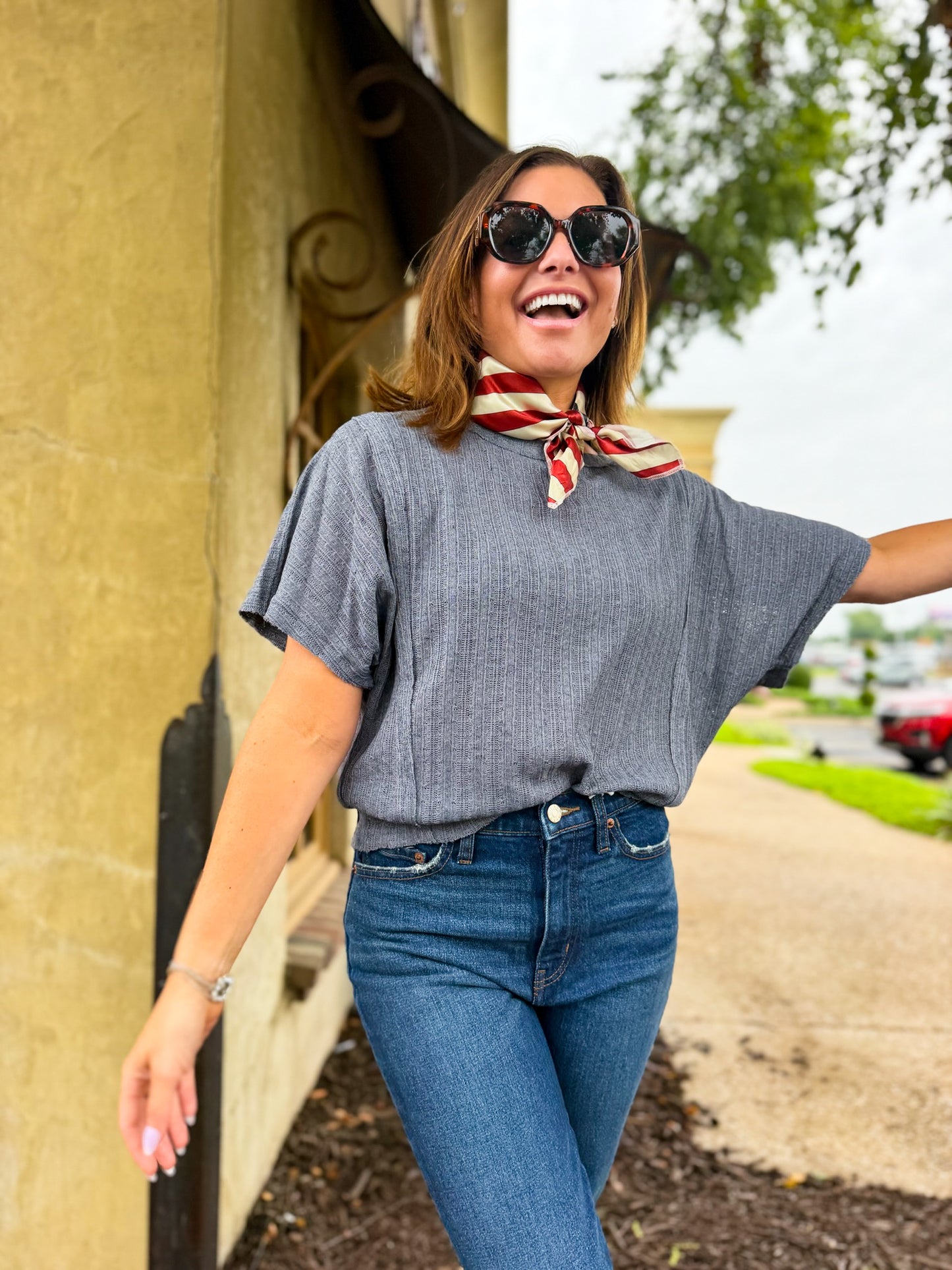 Dusty Blue Textured Tee