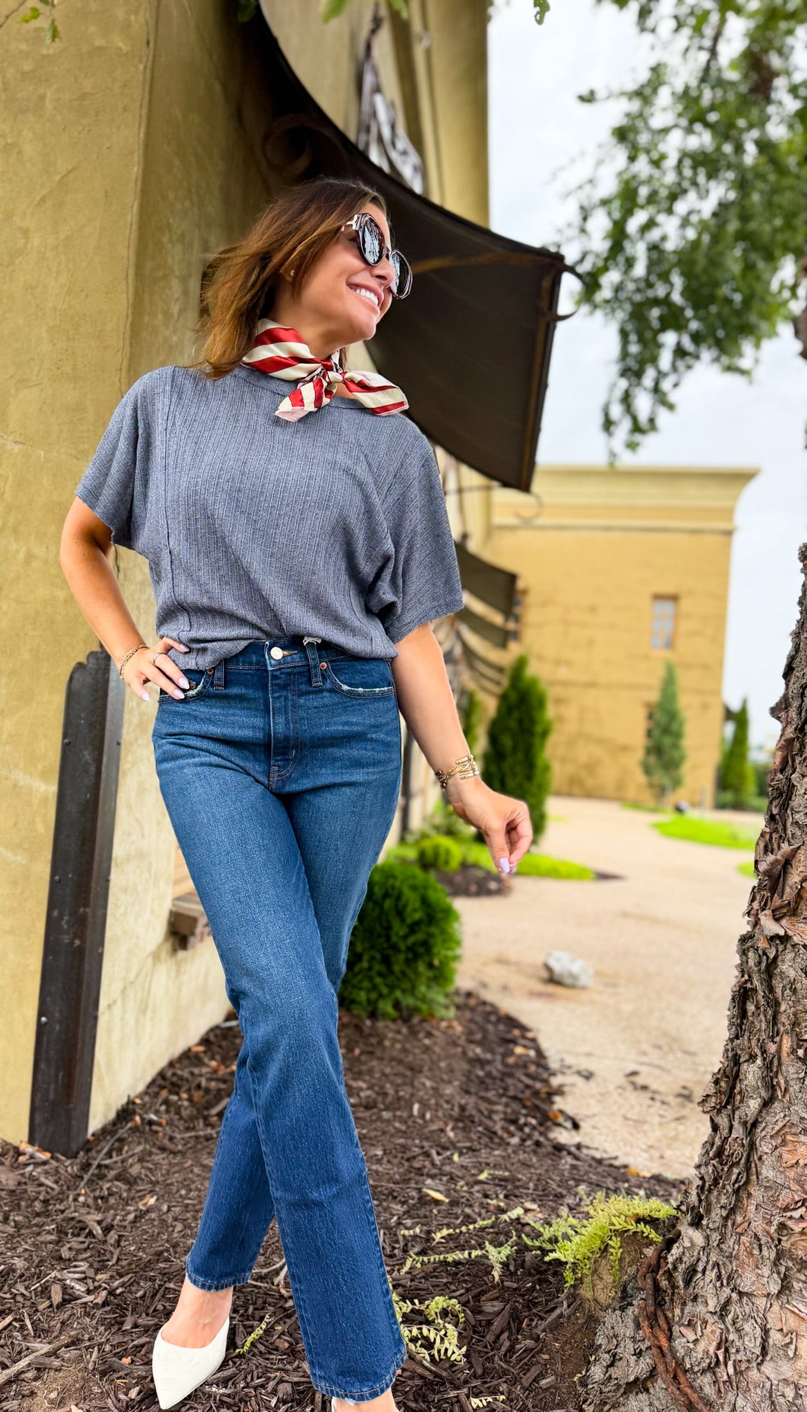 Dusty Blue Textured Tee