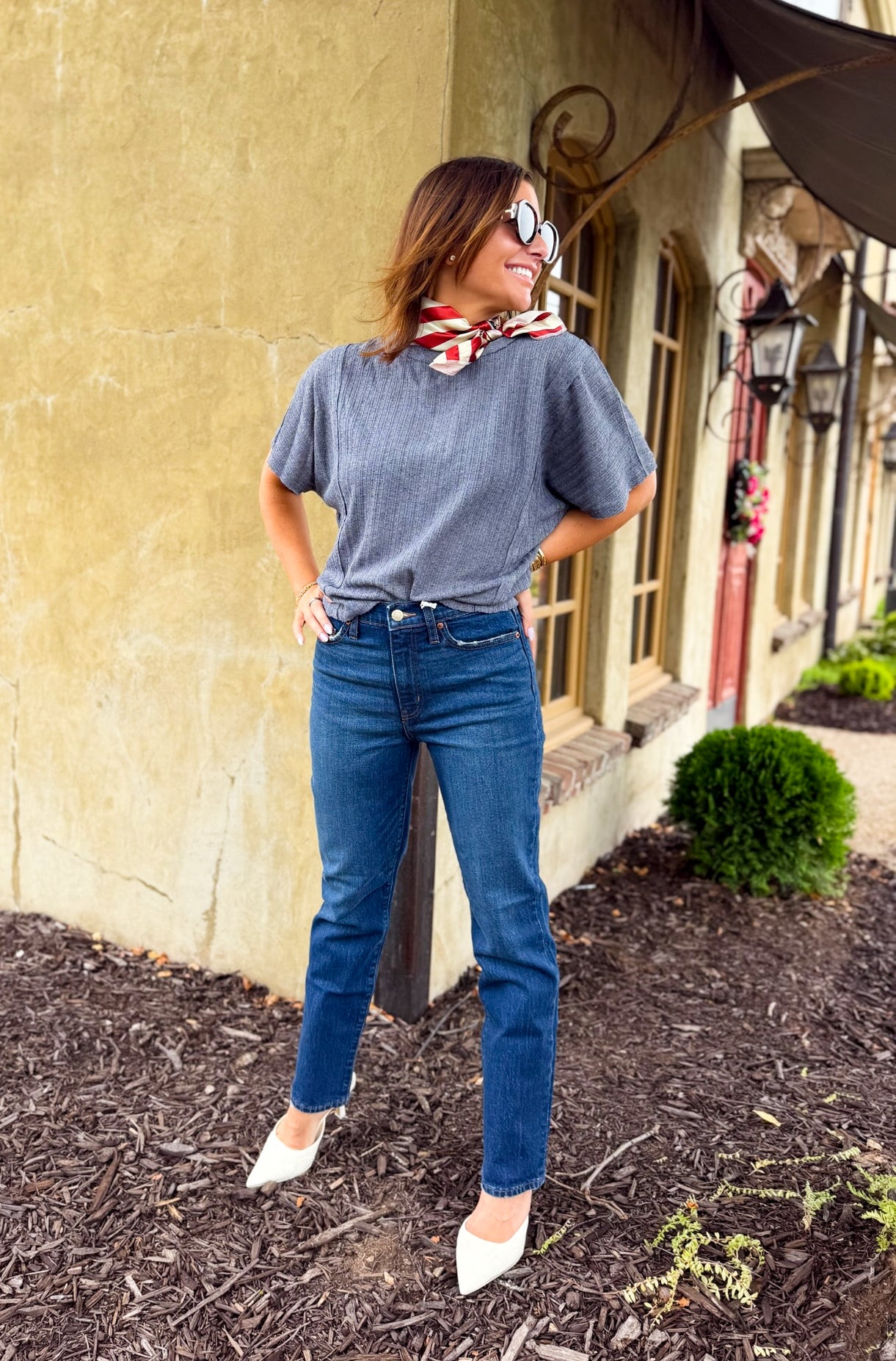 Dusty Blue Textured Tee