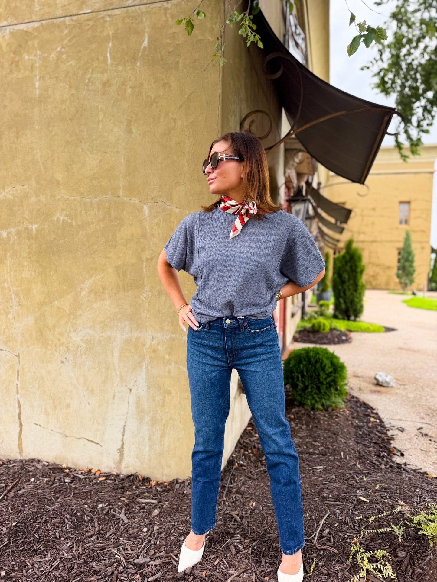 Dusty Blue Textured Tee