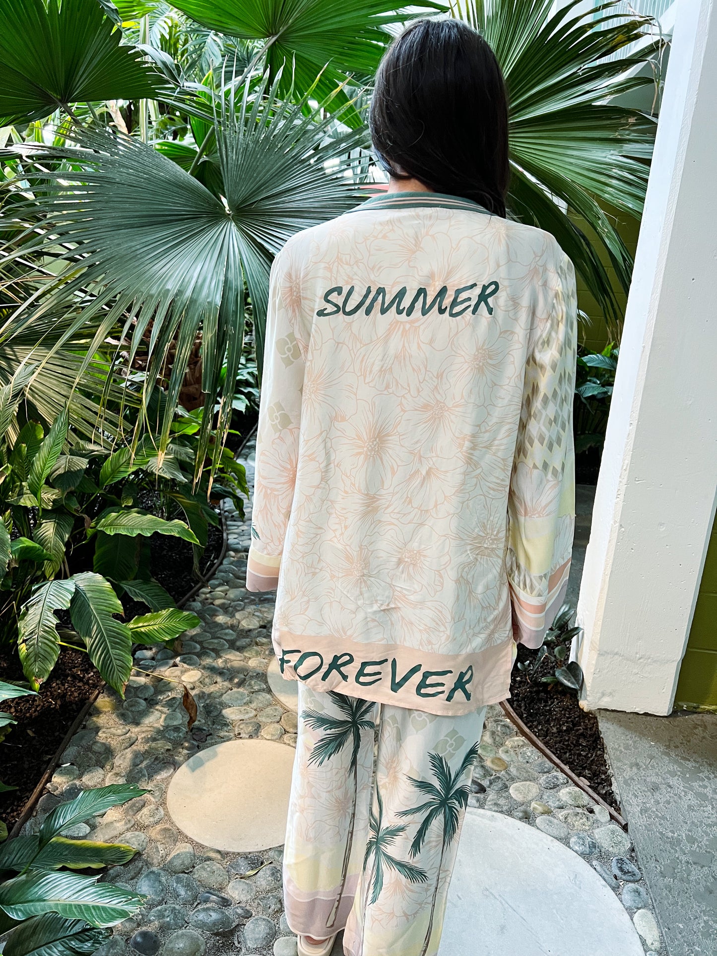 Blazer estampado de satén Summer Paradise