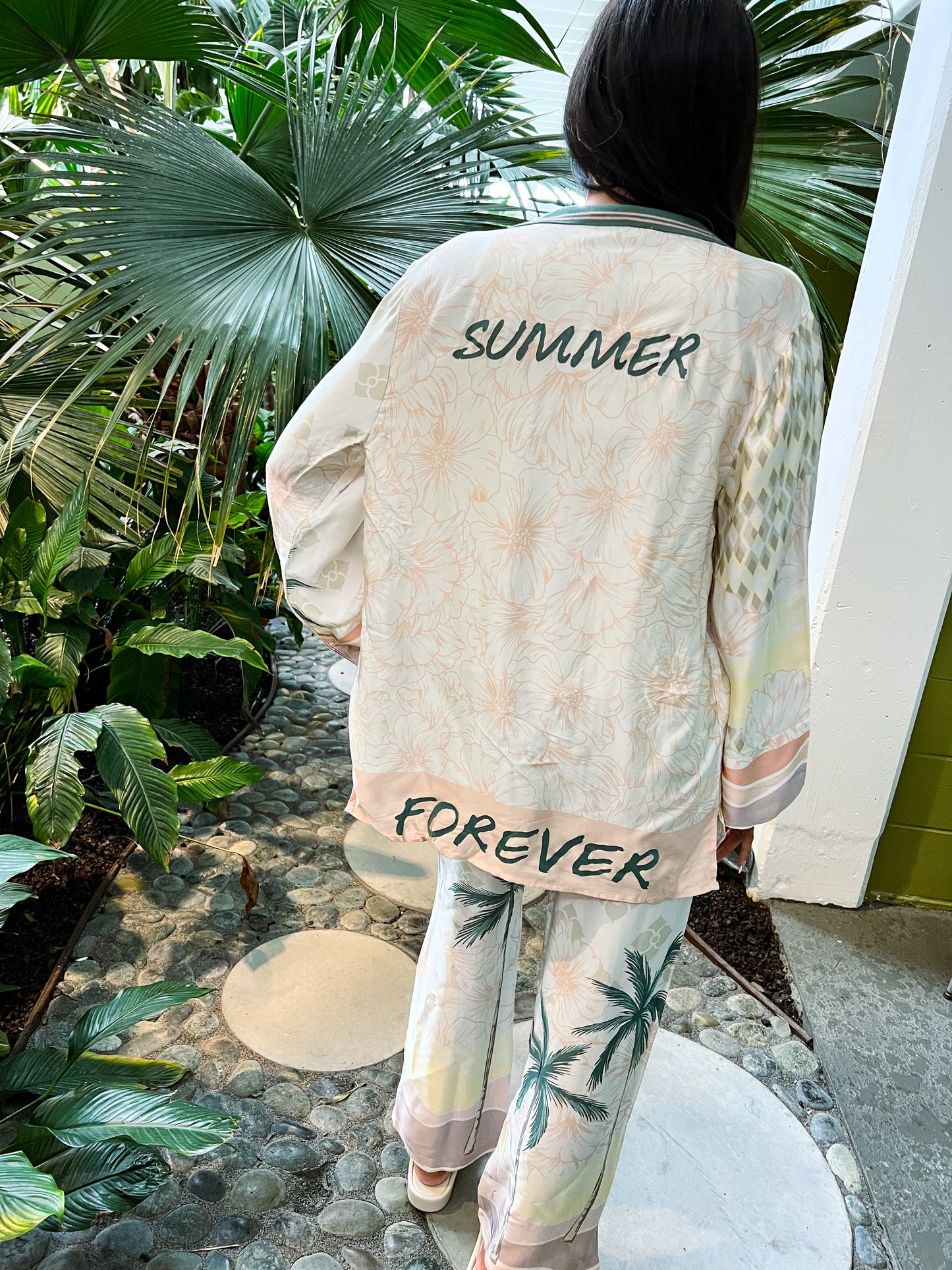 Blazer estampado de satén Summer Paradise