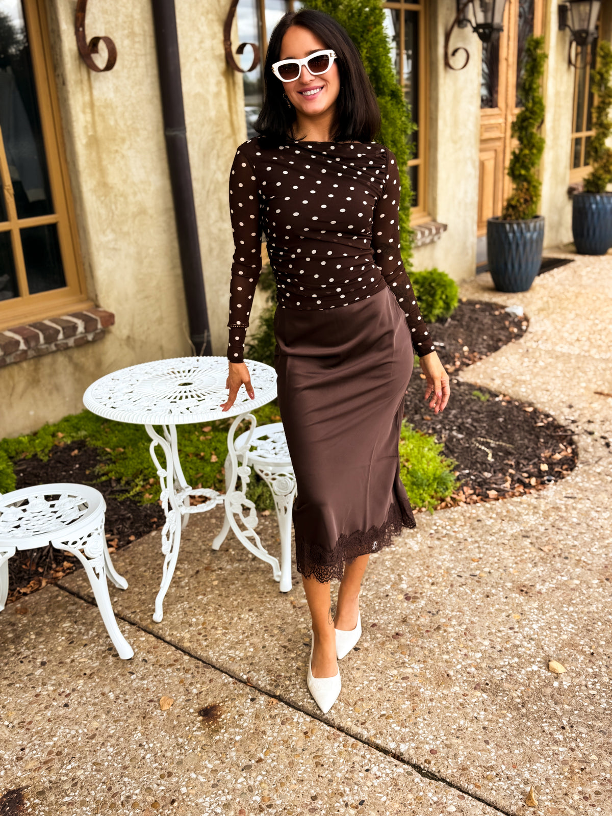 Paris After Dark Mesh Polka Dot Top