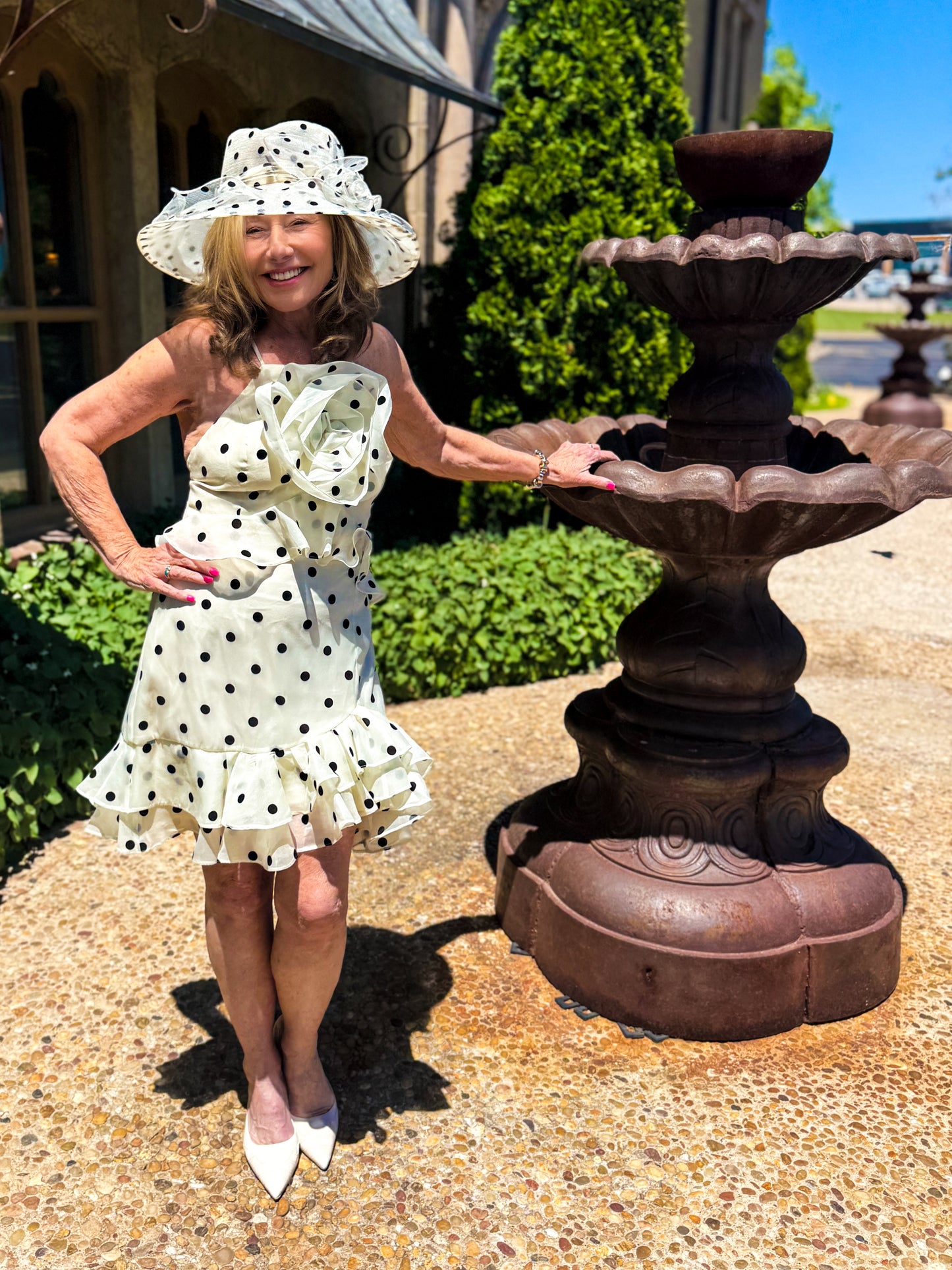 Remy Polka Dot Rosette Ruffle Minidress