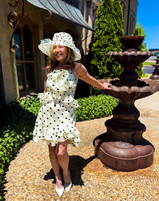 Remy Polka Dot Rosette Ruffle Minidress