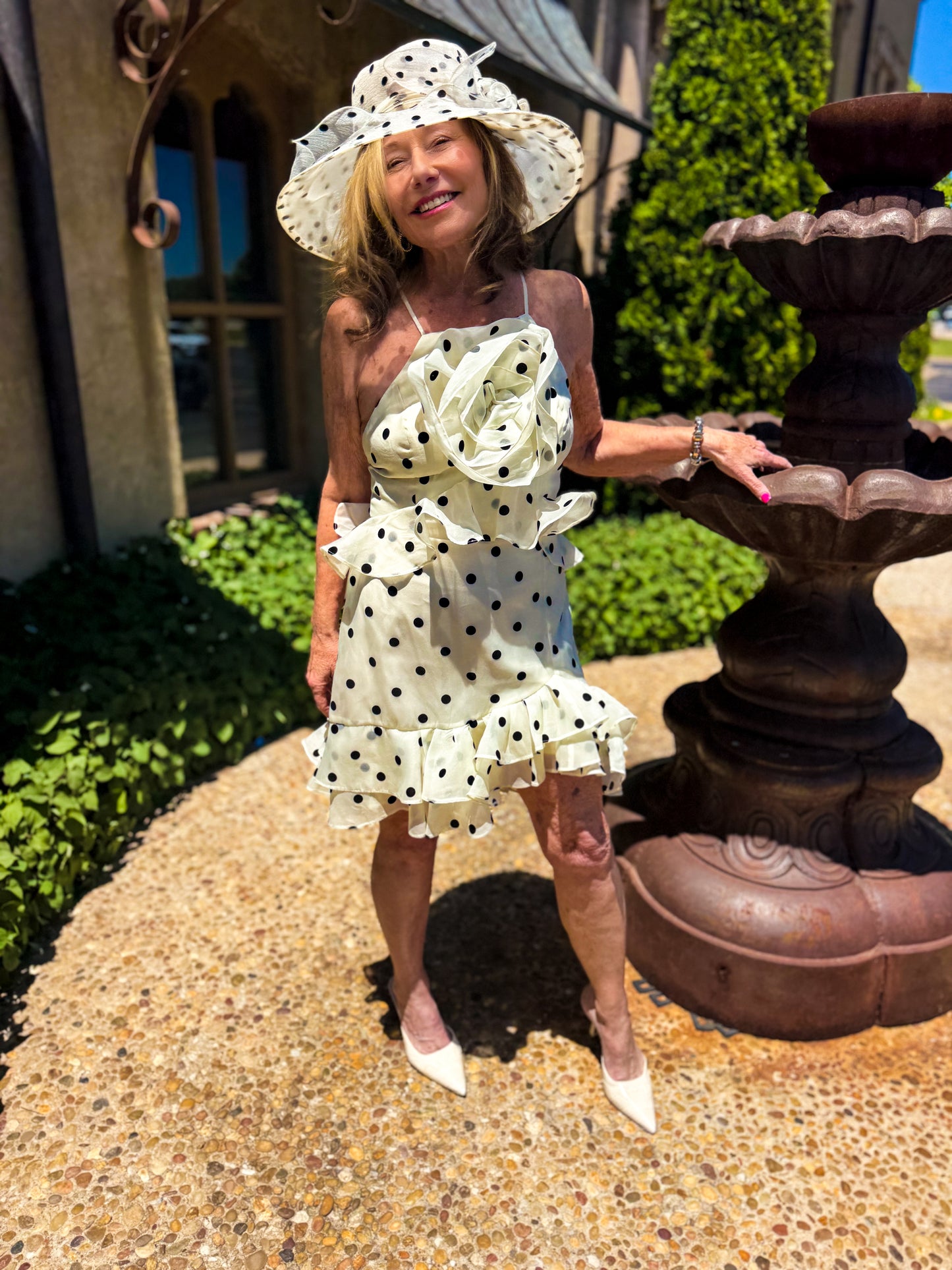 Remy Polka Dot Rosette Ruffle Minidress