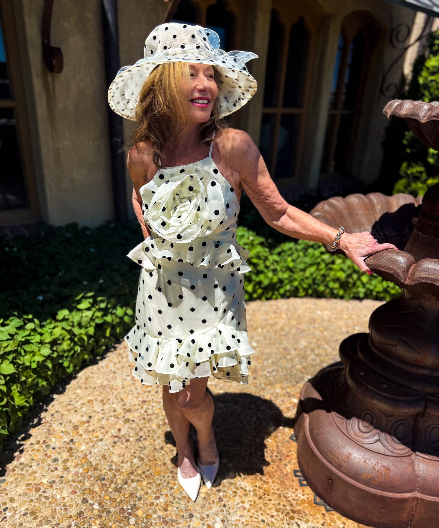 Remy Polka Dot Rosette Ruffle Minidress