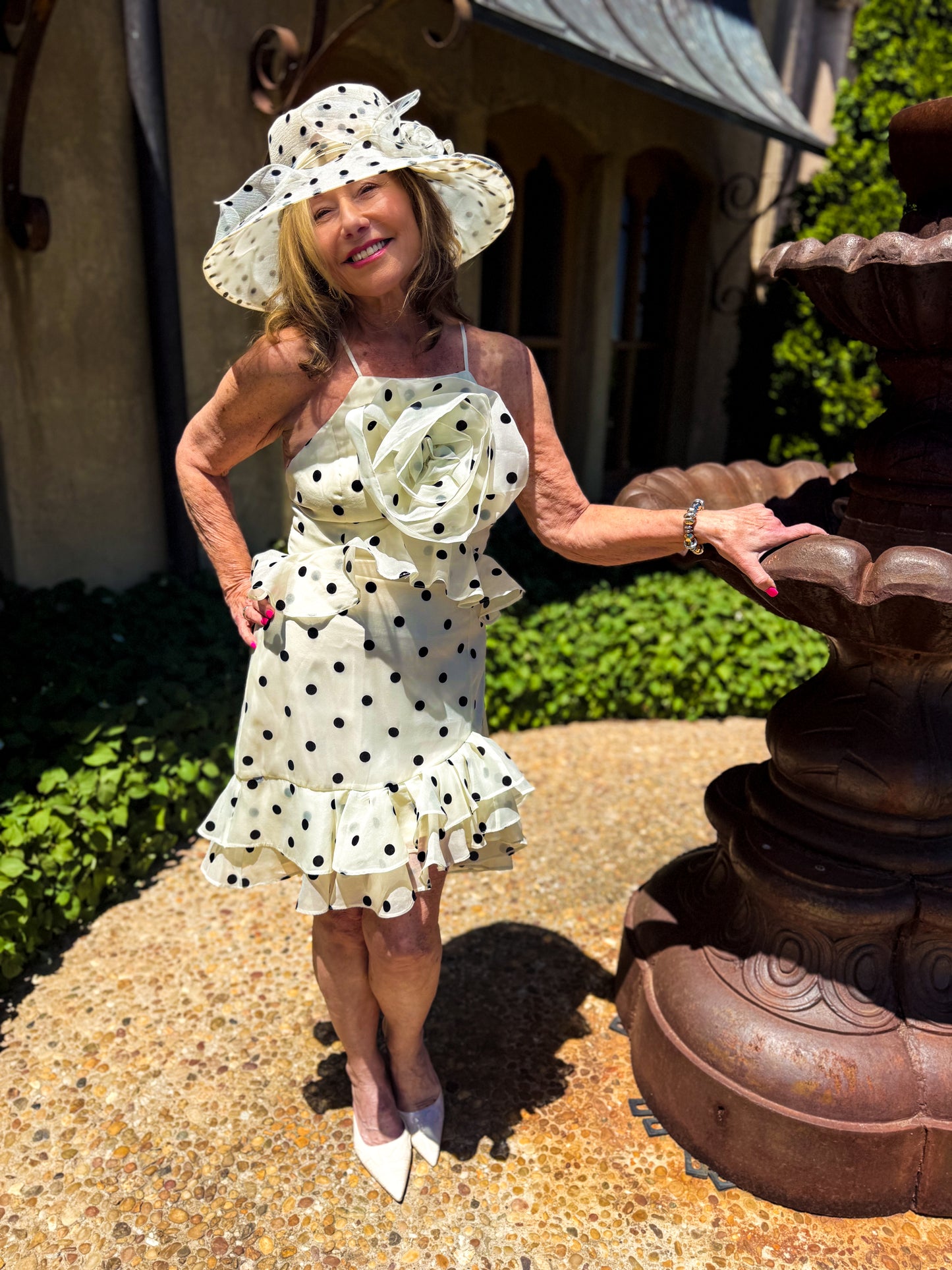 Remy Polka Dot Rosette Ruffle Minidress