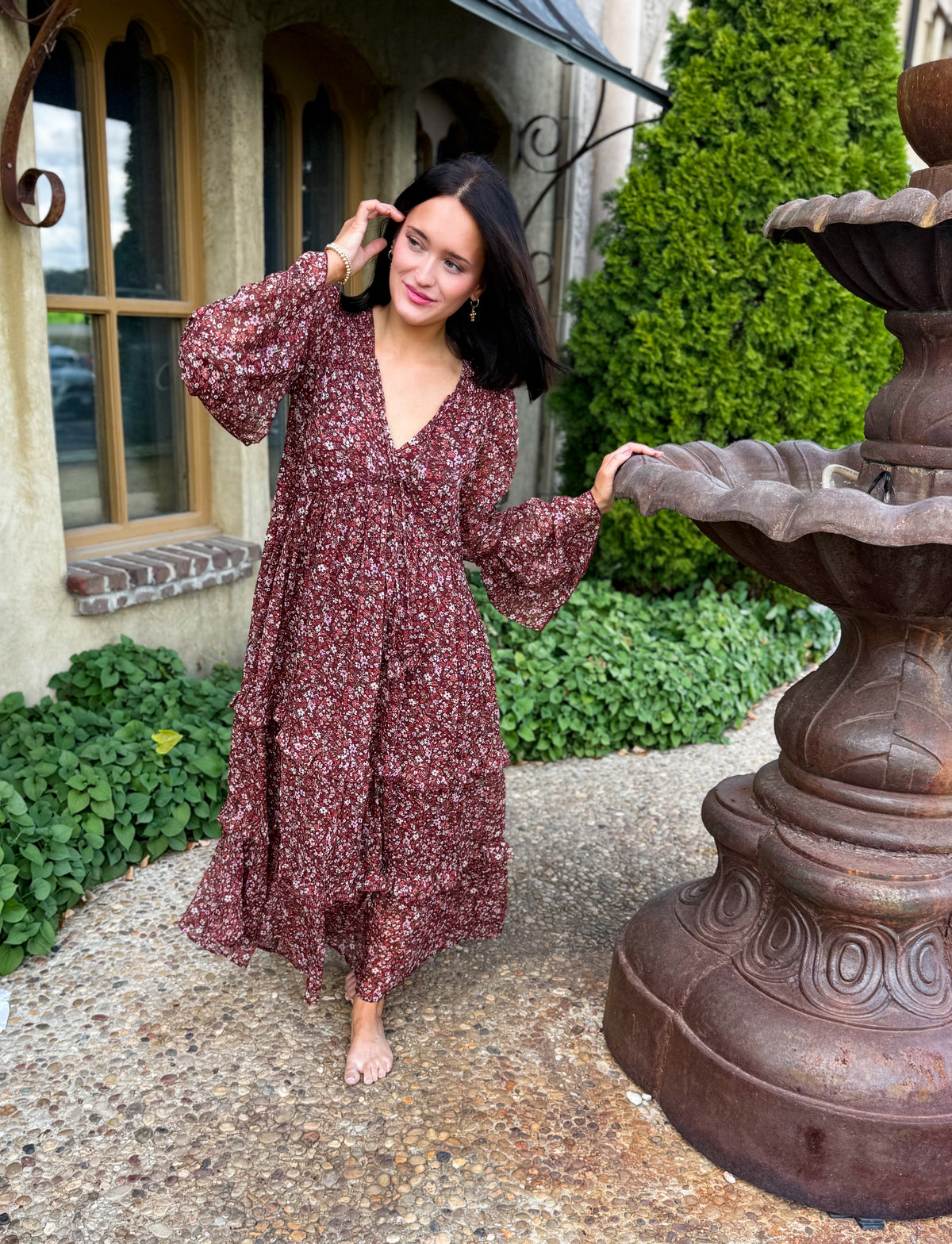 Brianna Floral Organza Midi Dress