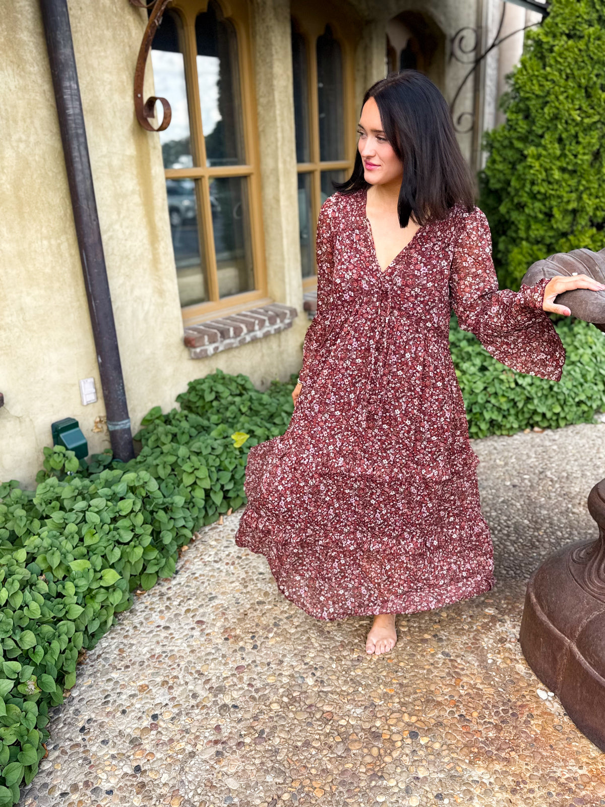 Brianna Floral Organza Midi Dress