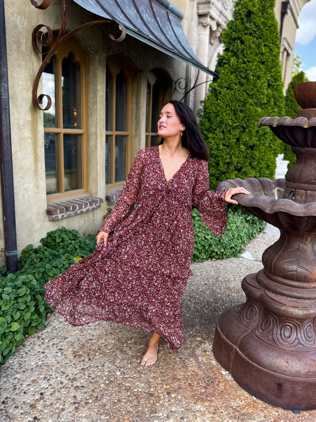Brianna Floral Organza Midi Dress
