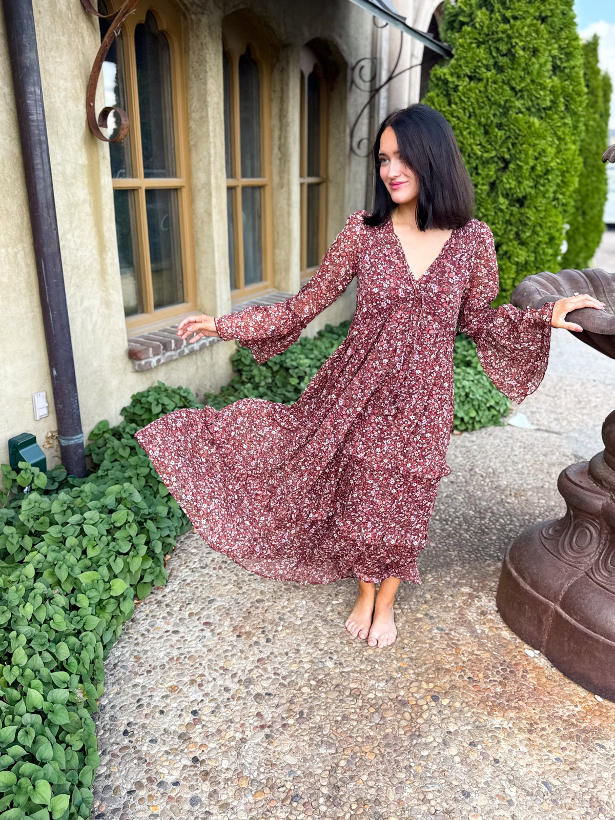 Brianna Floral Organza Midi Dress