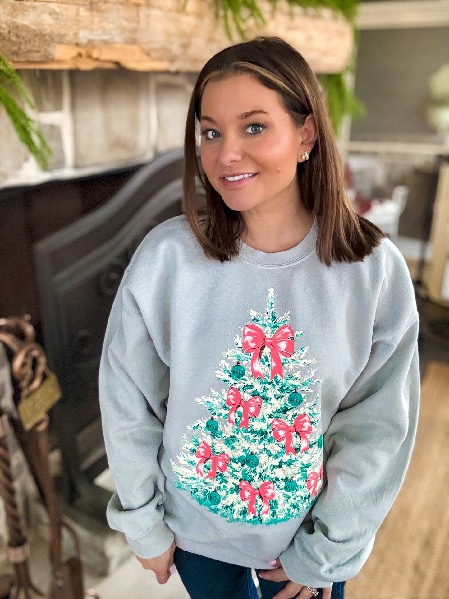 Christmas Tree Bow Sweatshirt