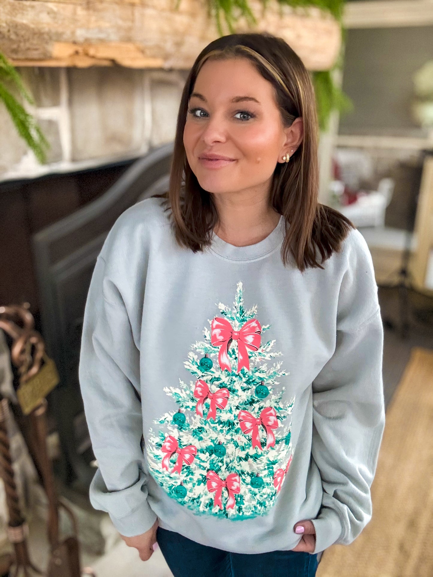 Christmas Tree Bow Sweatshirt