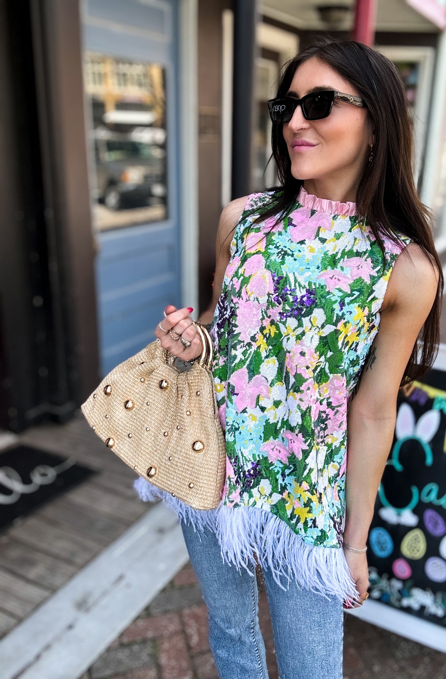 Sparkling Blossoms Feather Tunic