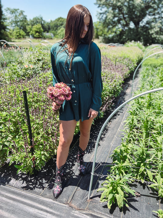 Emerald Shirt Romper