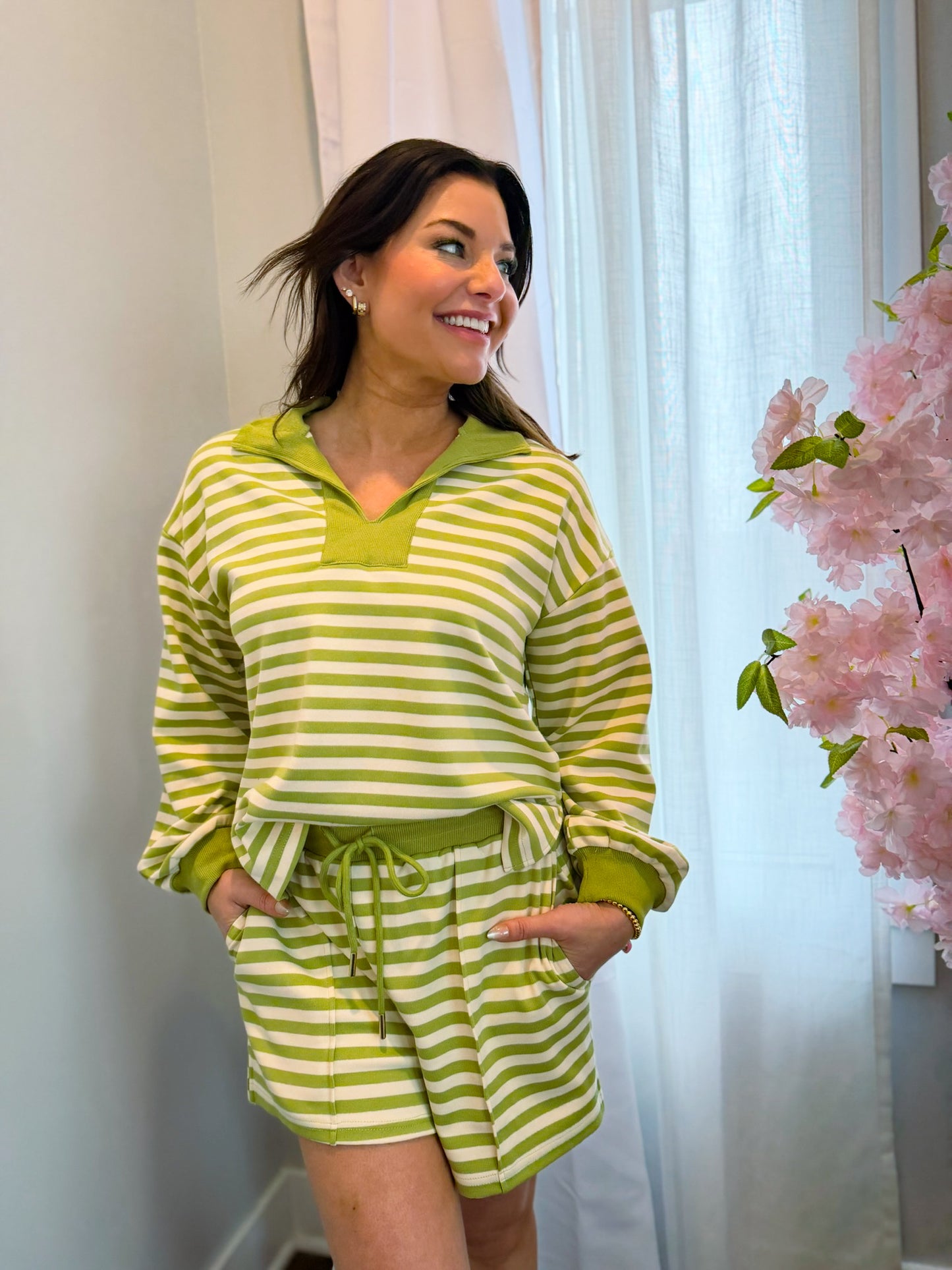 Matcha Stripe Lounge Pullover