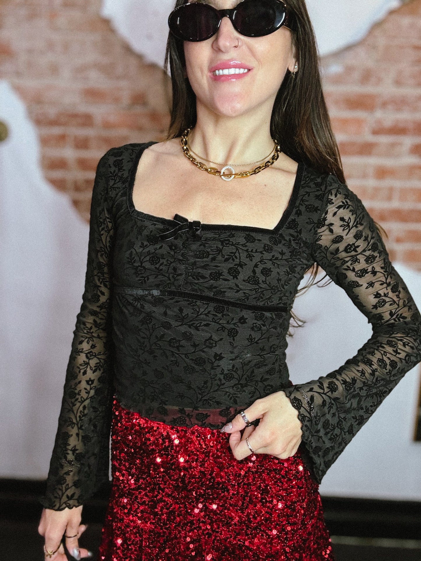 Dark Romance Velvet Sheer Top