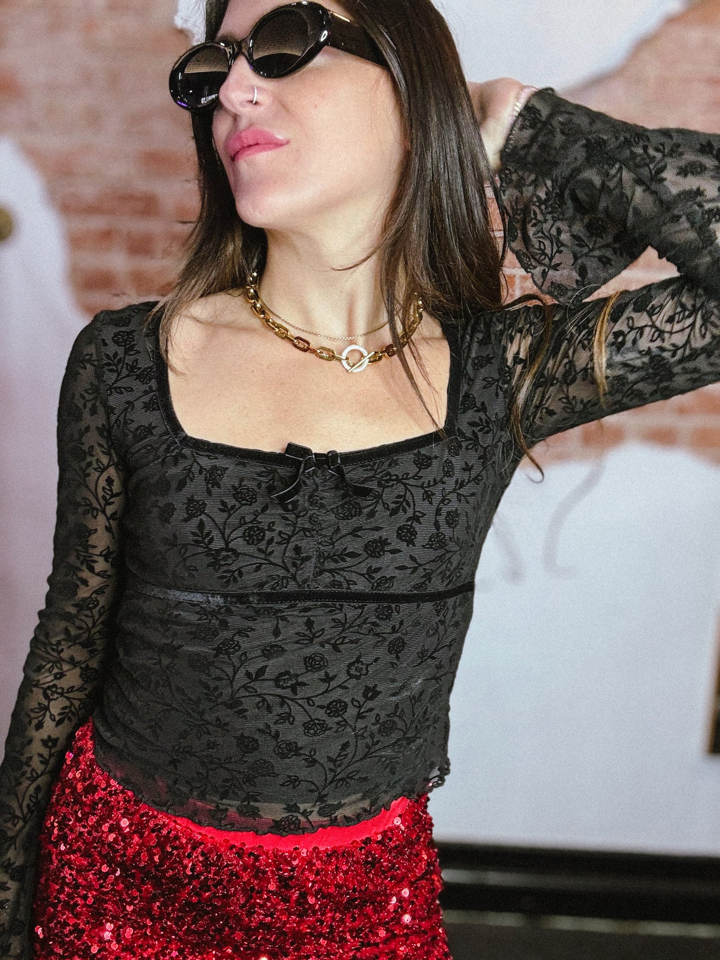 Dark Romance Velvet Sheer Top