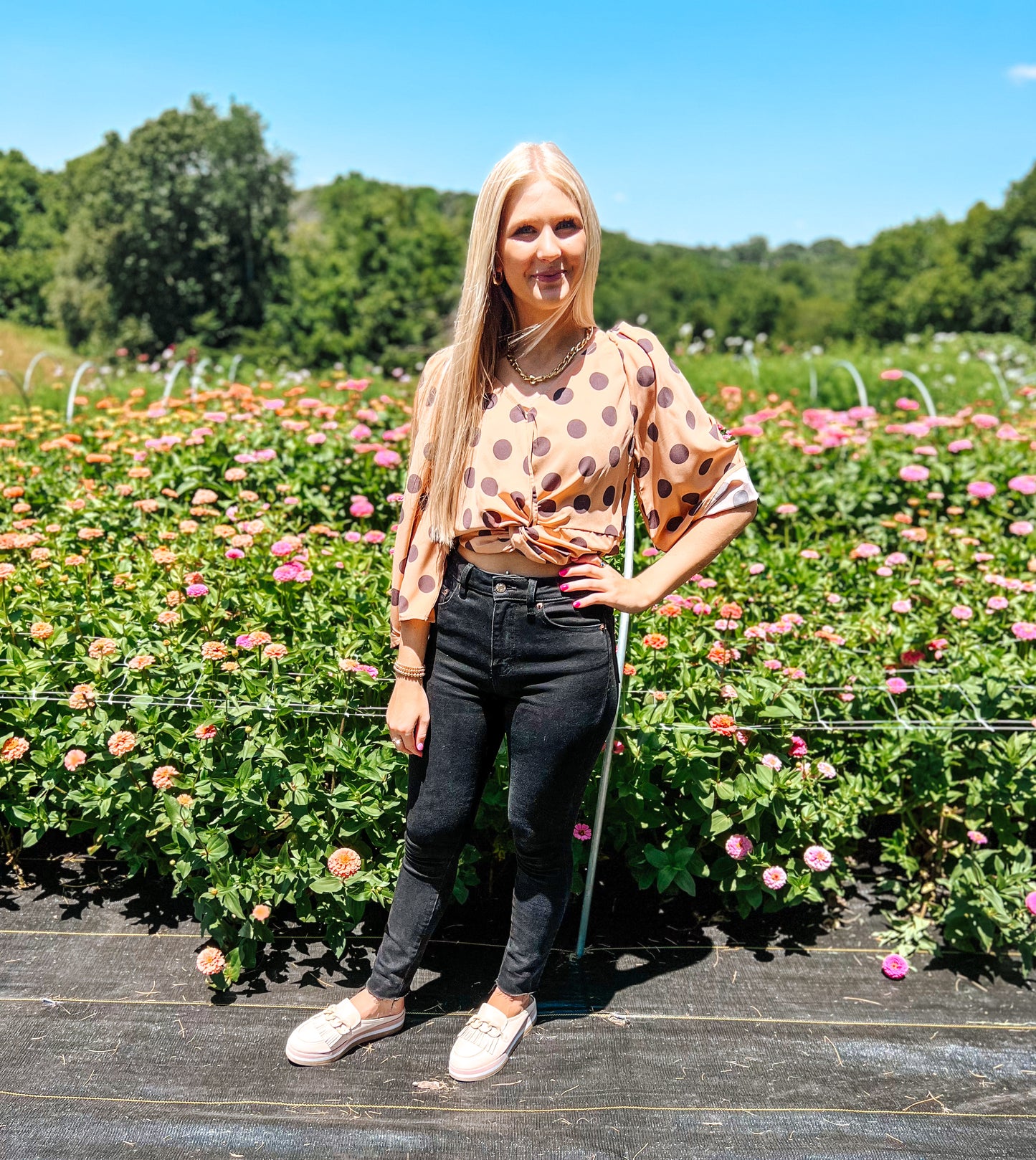 Dotted Darling Twist Front Top