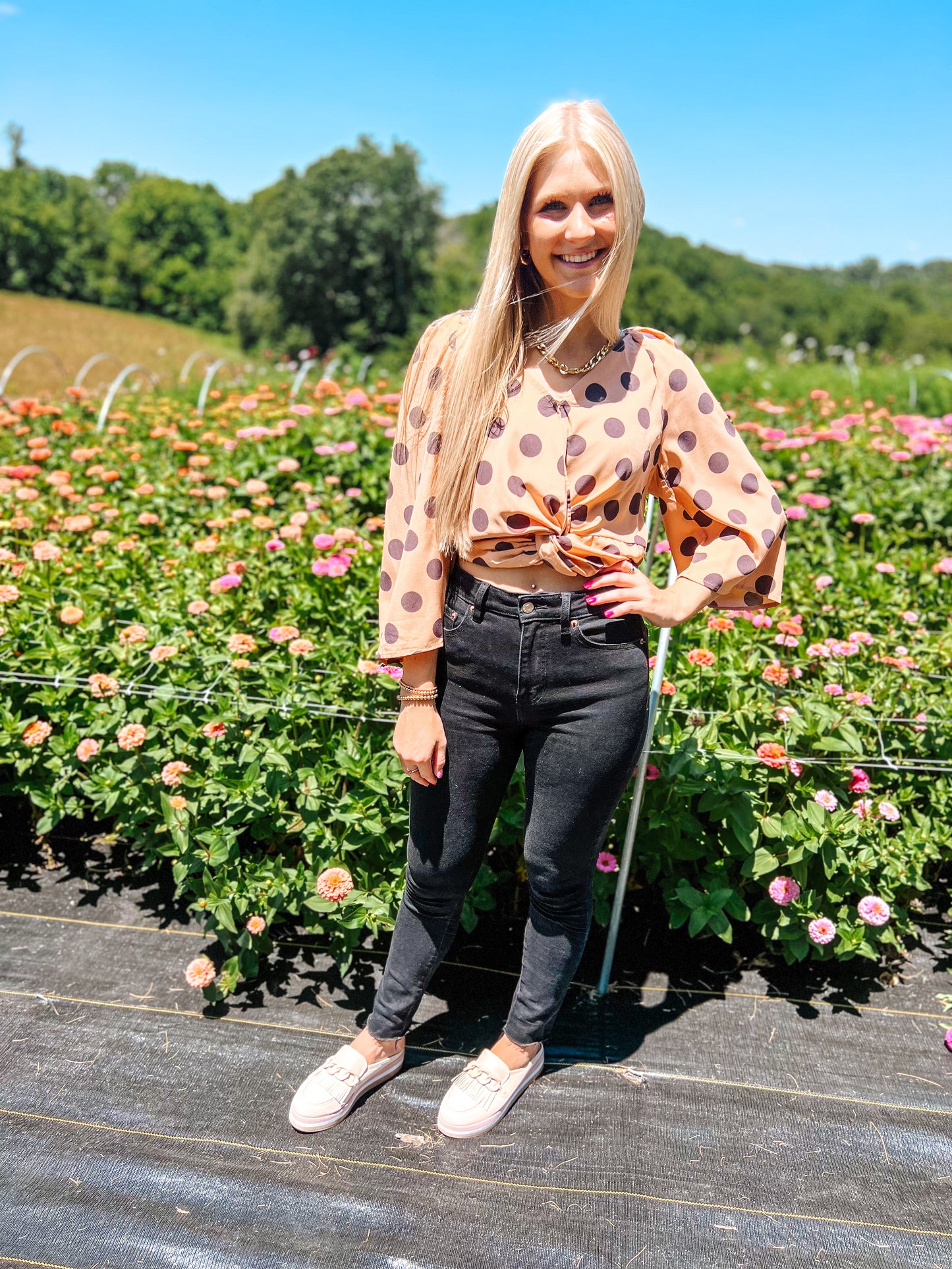 Dotted Darling Twist Front Top