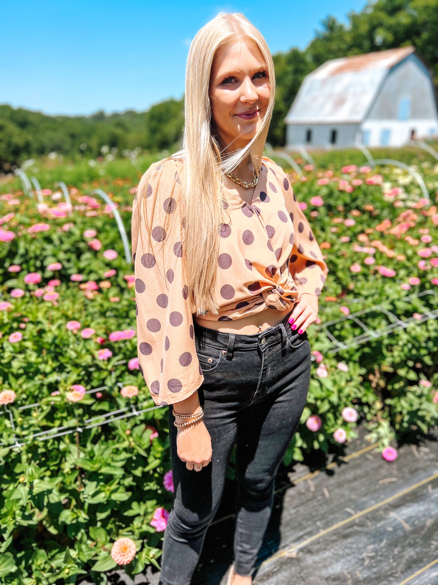 Dotted Darling Twist Front Top