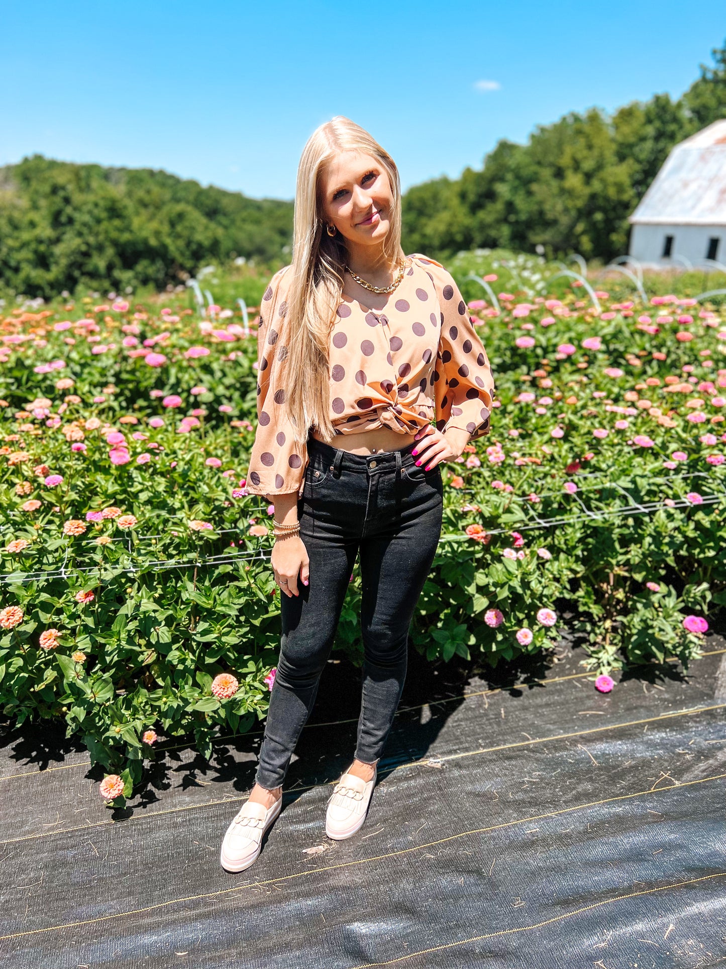 Dotted Darling Twist Front Top