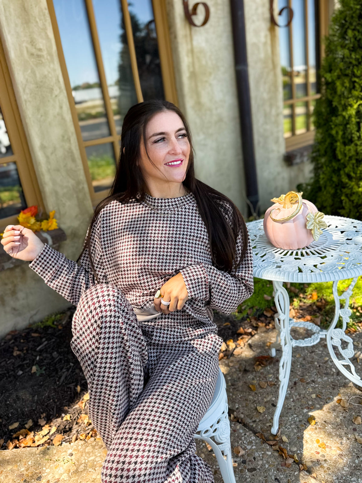 Houndstooth Cloud Fleece Mockneck